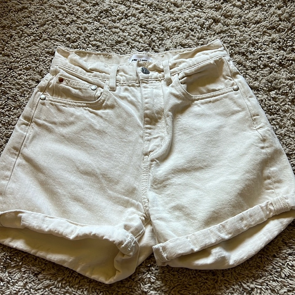 Womens Armedangels off white cream denim shorts sz 25